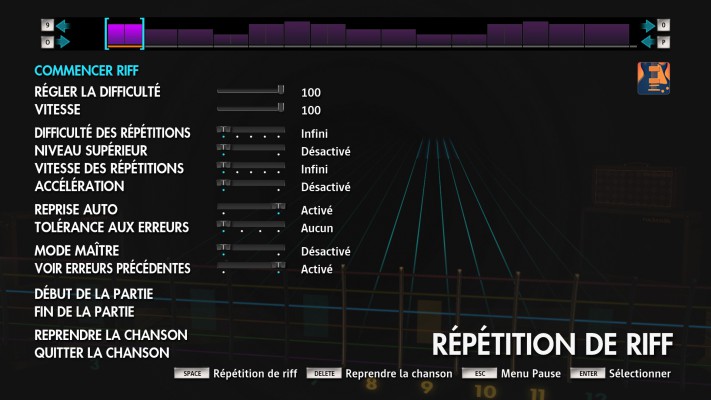 Menu répétition de riff