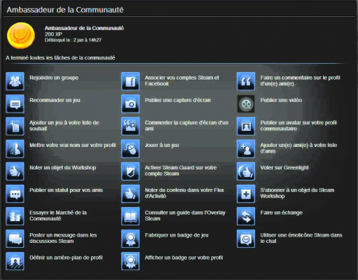 Quand on y pense, le système de badges qui nous pousse à utiliser les différentes options de Steam est aussi une forme de gamification.