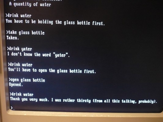 Zork, un jeu d'aventure textuel dans lequel il faut vraiment tout préciser.